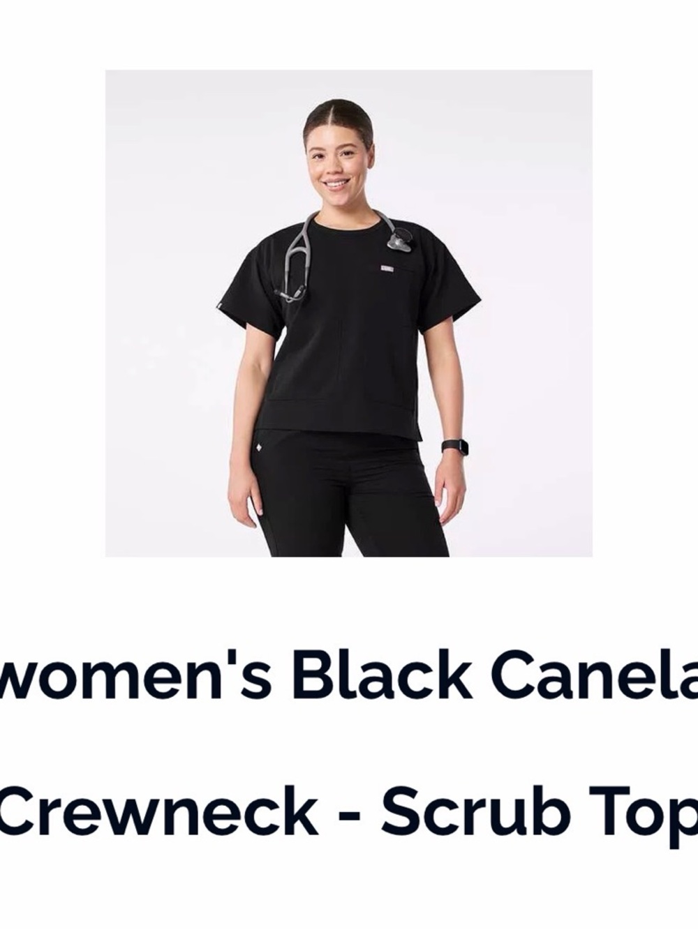 Figs Women’s Black Canela Short-Sleeve Crewneck Top